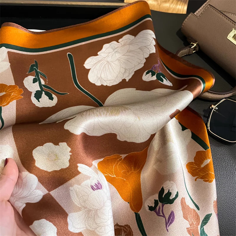 Fashion 100% Real Silk Scarf 53cm Square Bandelet Women's Silk Temperament Small Scarf Neck Decorative Wrap Printed Scarves