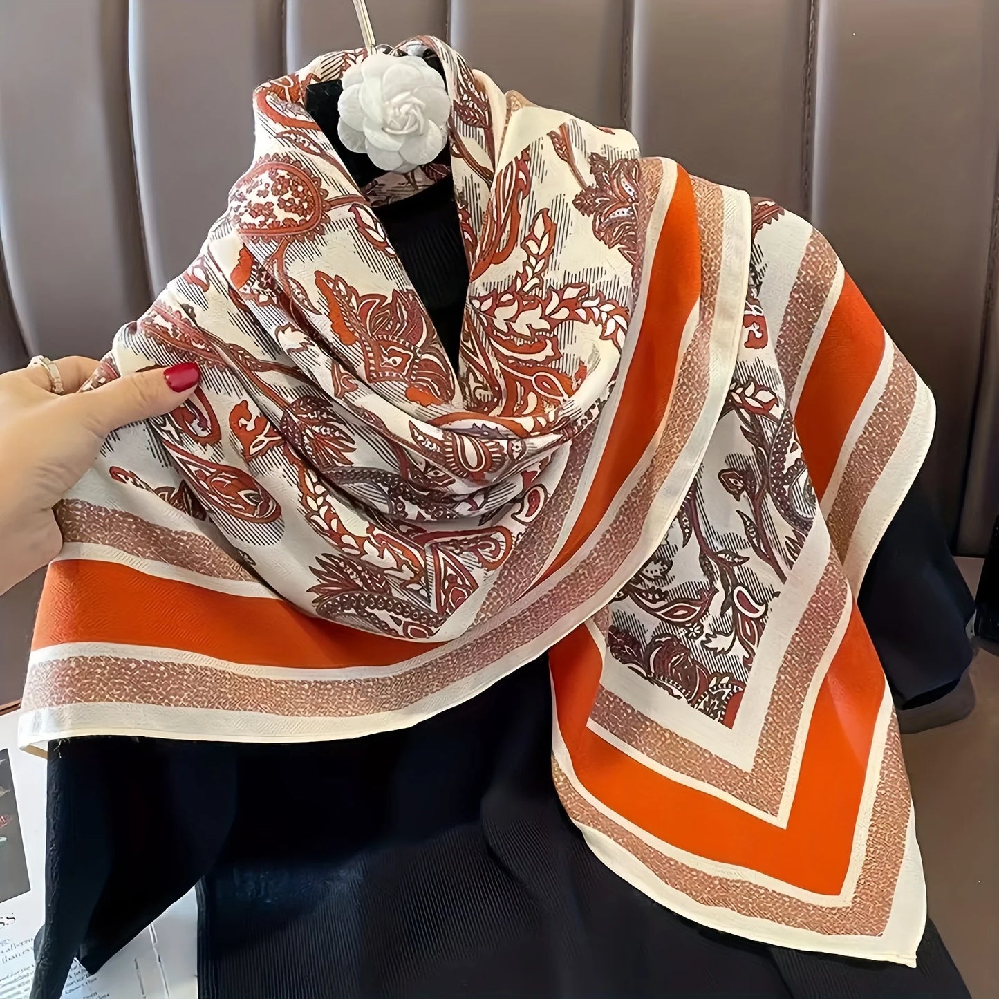 Bohemian Style Paisley Floral Print Women’s Square Silk Scarf Satin Head Wrap Design Scarves Bandana Hijab Kerchief