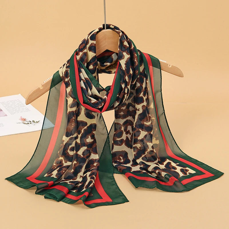 2026 New Print Chiffon Scarf Shawl Women Sunscreen Silk Scarf Turban Long Wrap Beach Travel Outdoor Accessories Trendy Headband