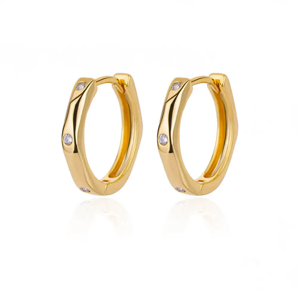 Zircon Snowflake Earrings For Women Gold Color Stainless Steel Flower Geometric Hoop Earring Aesthetic Luxury Wedding Jewerly