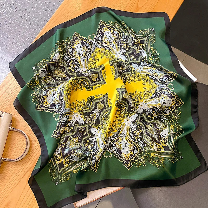Elegant Floral Scarf for Lady Fashion Square Silk Neck Kerchief Bandana Foulard Soft Hairbands Women 2022 New Bufanda