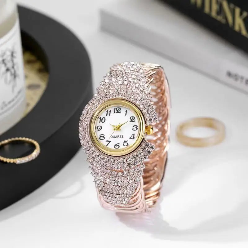 Women Gold Full Diamond Watch Ladies Wrist Watches Luxury Brand Rhinestone Women's Bracelet Watches Female Relogio Feminino