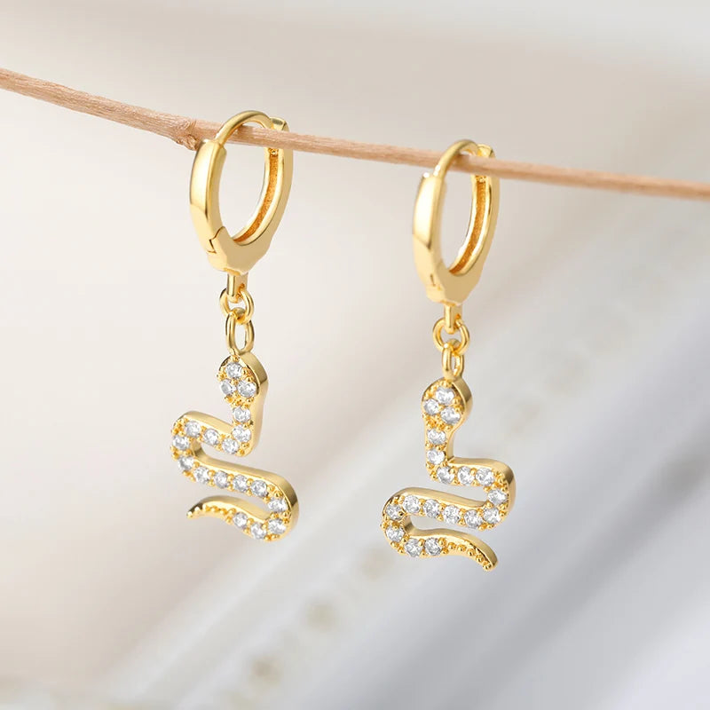 Free Shipping Zircon Geometric Earrings For Women Stainless Steel Gold Color Piercing Earring 2025 Fashion Wedding Jewelry Gift