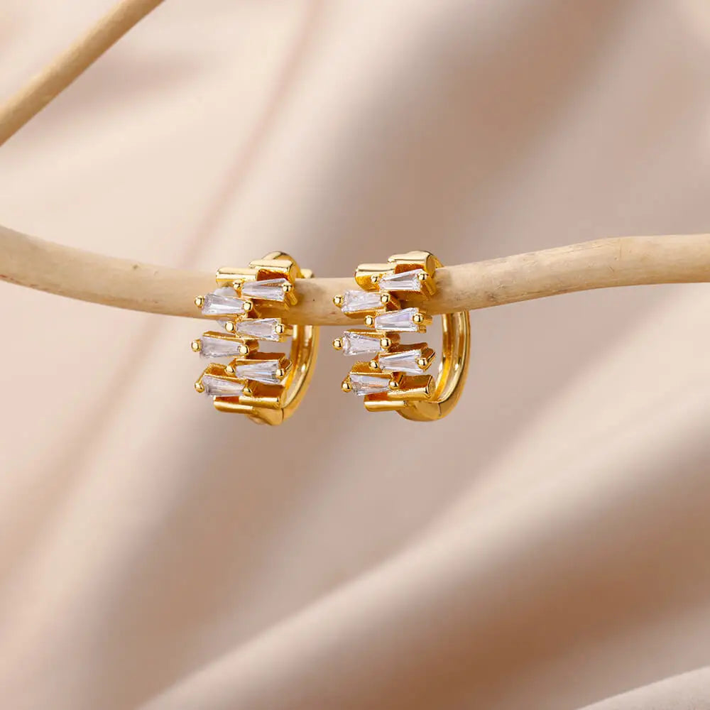 Zircon Pendientes Earring For Women Stainless Steel Hoop Piercing Earring Trending 2024 New Jewerly aretes de mujer bijoux femme