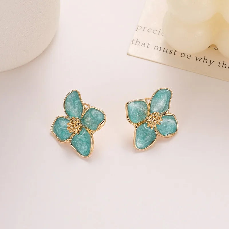 New Multi Color Acrylic Flower Stud Earrings for Women Korean Fashion Cute Super Fairy Temperament Earrings Jewelry Accessories