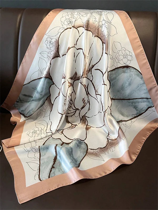 New lady Girl 70*70cm Silk Satin Hair Scarf Women Handkerchief stripe Printed Female Square Head Bandana Small Neck Muffler Hija