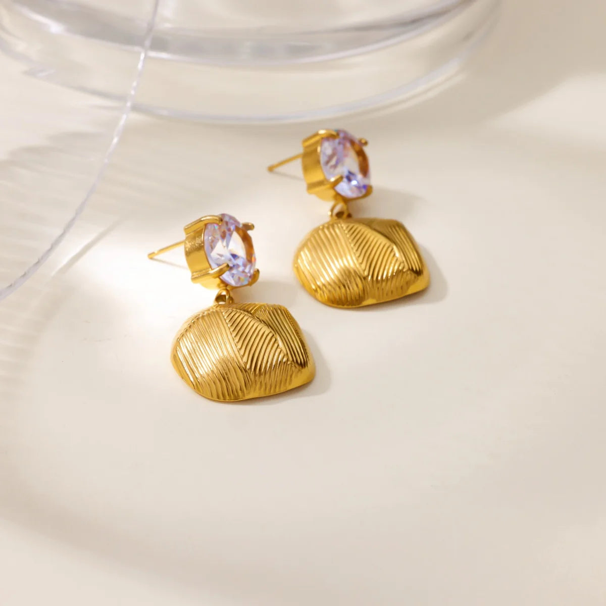 Free Shipping Zircon Geometric Earrings For Women Stainless Steel Gold Color Piercing Earring 2025 Fashion Wedding Jewelry Gift
