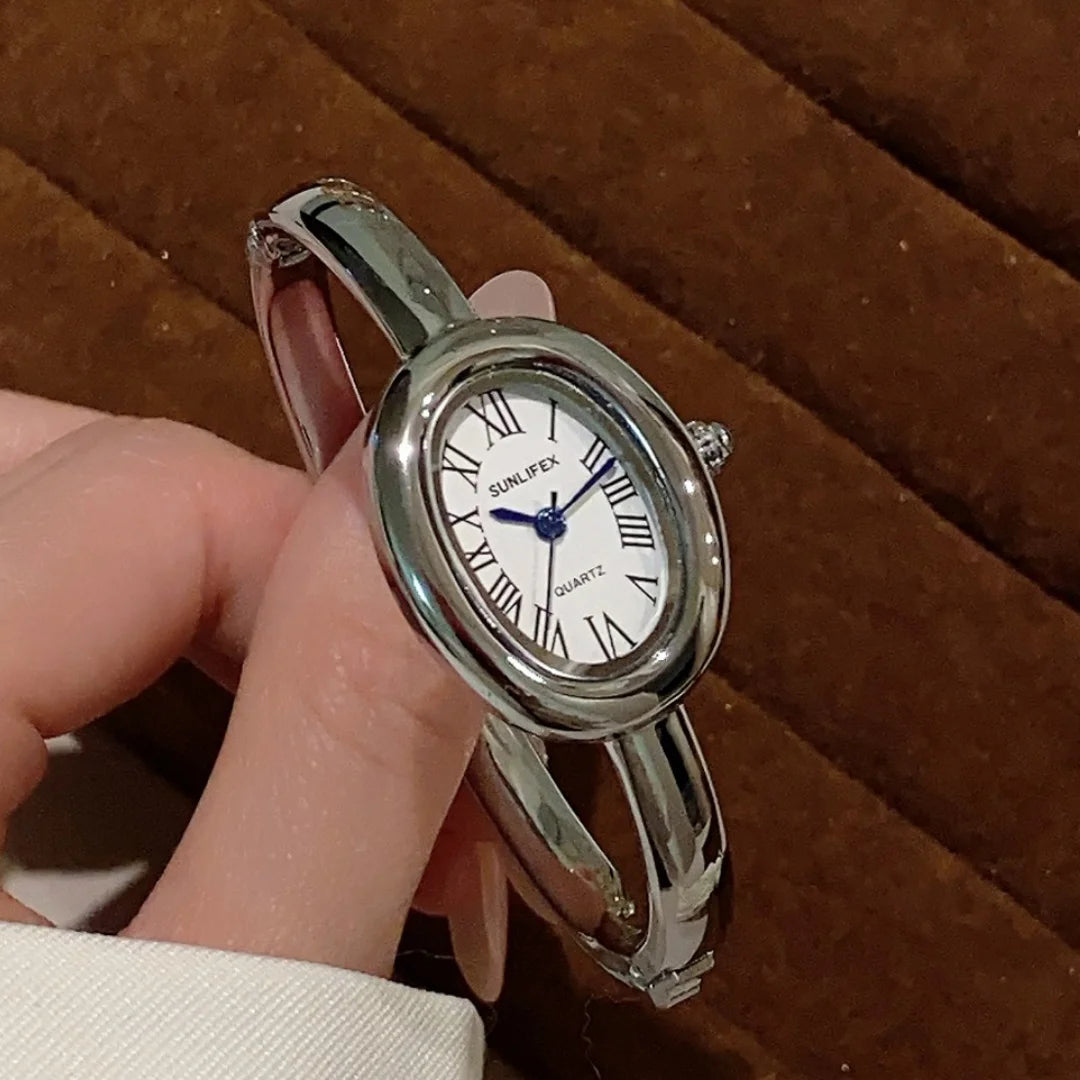 Women Rome Dial Quartz Watch Brand Luxury Gold Colors Bangle Oval  Wristwatch Relogio Feminino Gifts Clock Montre Femme