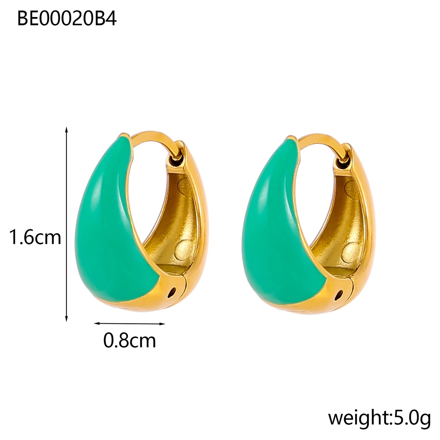 Glamour Jewelry Stainless Steel Dripping Oil Black White Colorful Enamel Hoop Earrings Geometric Enamel Stud Earrings for Women