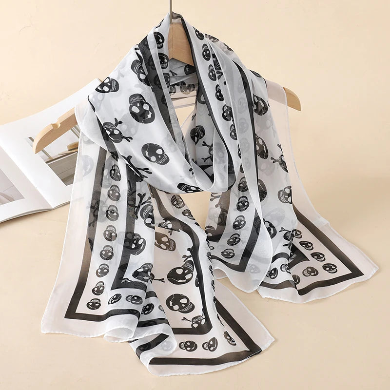 2026 New Print Chiffon Scarf Shawl Women Sunscreen Silk Scarf Turban Long Wrap Beach Travel Outdoor Accessories Trendy Headband
