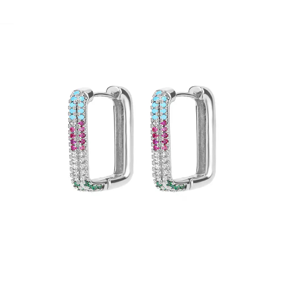 Free Shipping Zircon Geometric Earrings For Women Stainless Steel Gold Color Piercing Earring 2025 Fashion Wedding Jewelry Gift