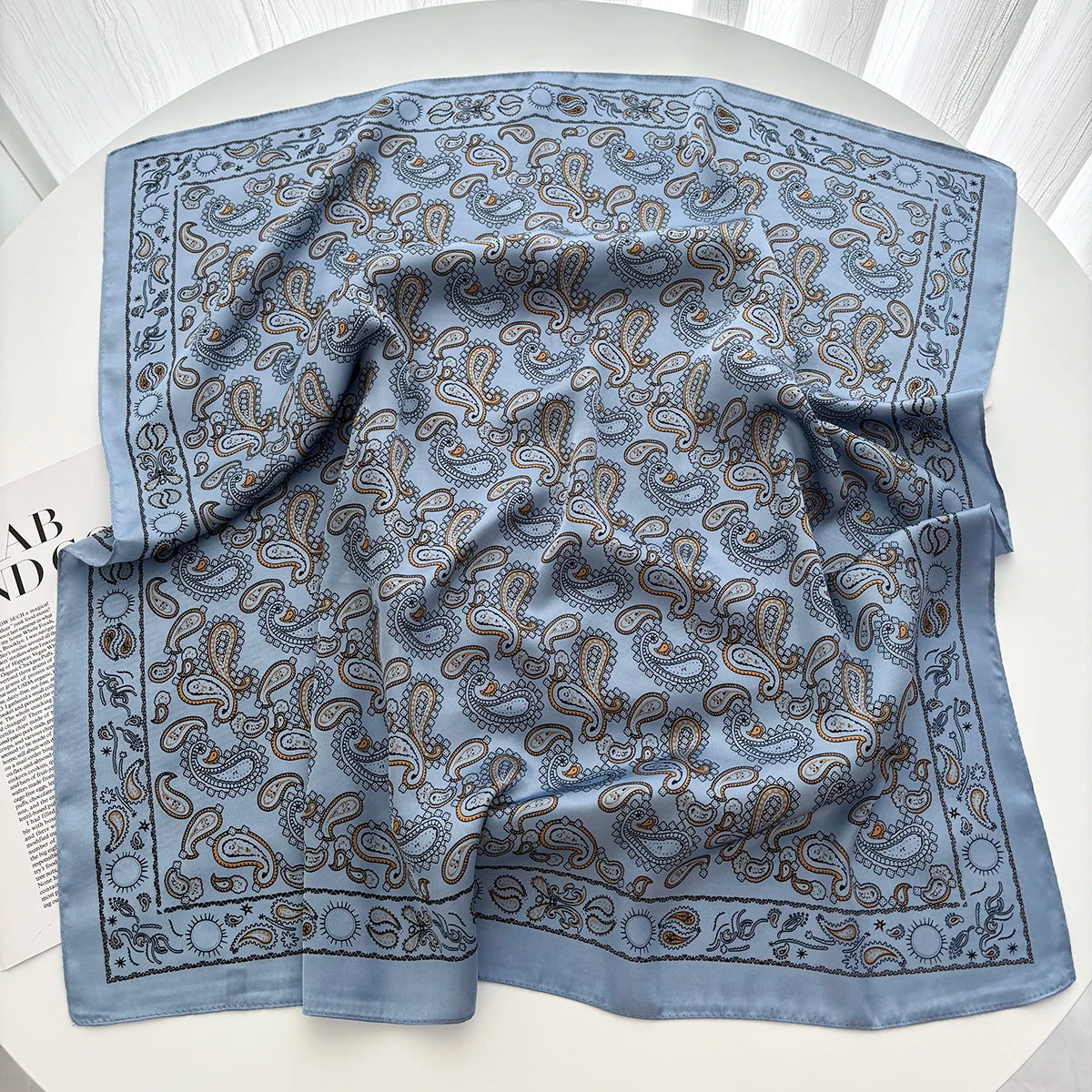 1pcs Luxury Square Scarf Cashew Print Bandana Women's Imitation Silk Scarf Casual Decoration 70cm Neckerchief Headband