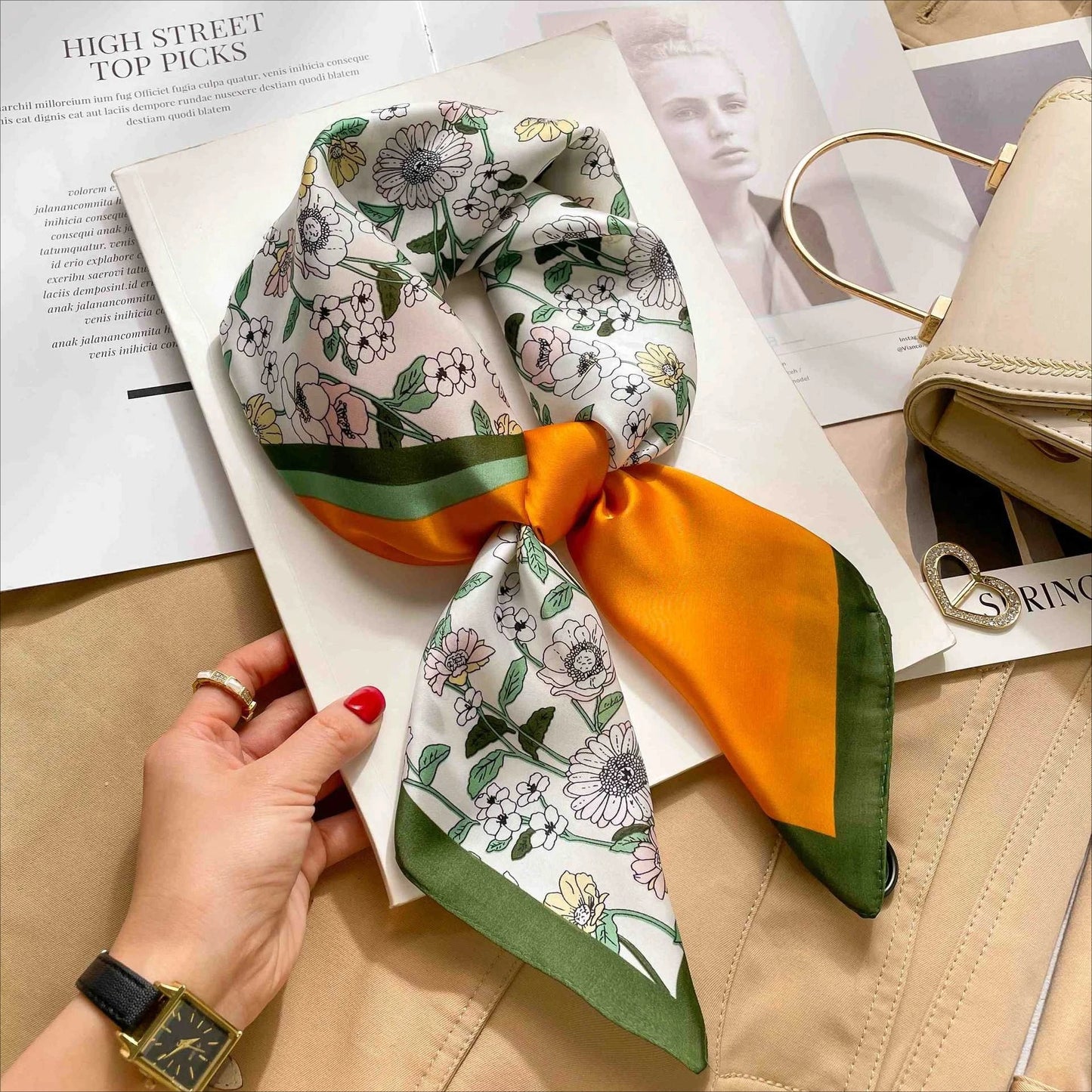 70cm Leopard Print Silk Square Scarf for Women Satin Shawl Fashion Wraps Neckerchief Female Hair Bands Ribbon Headband Bandana