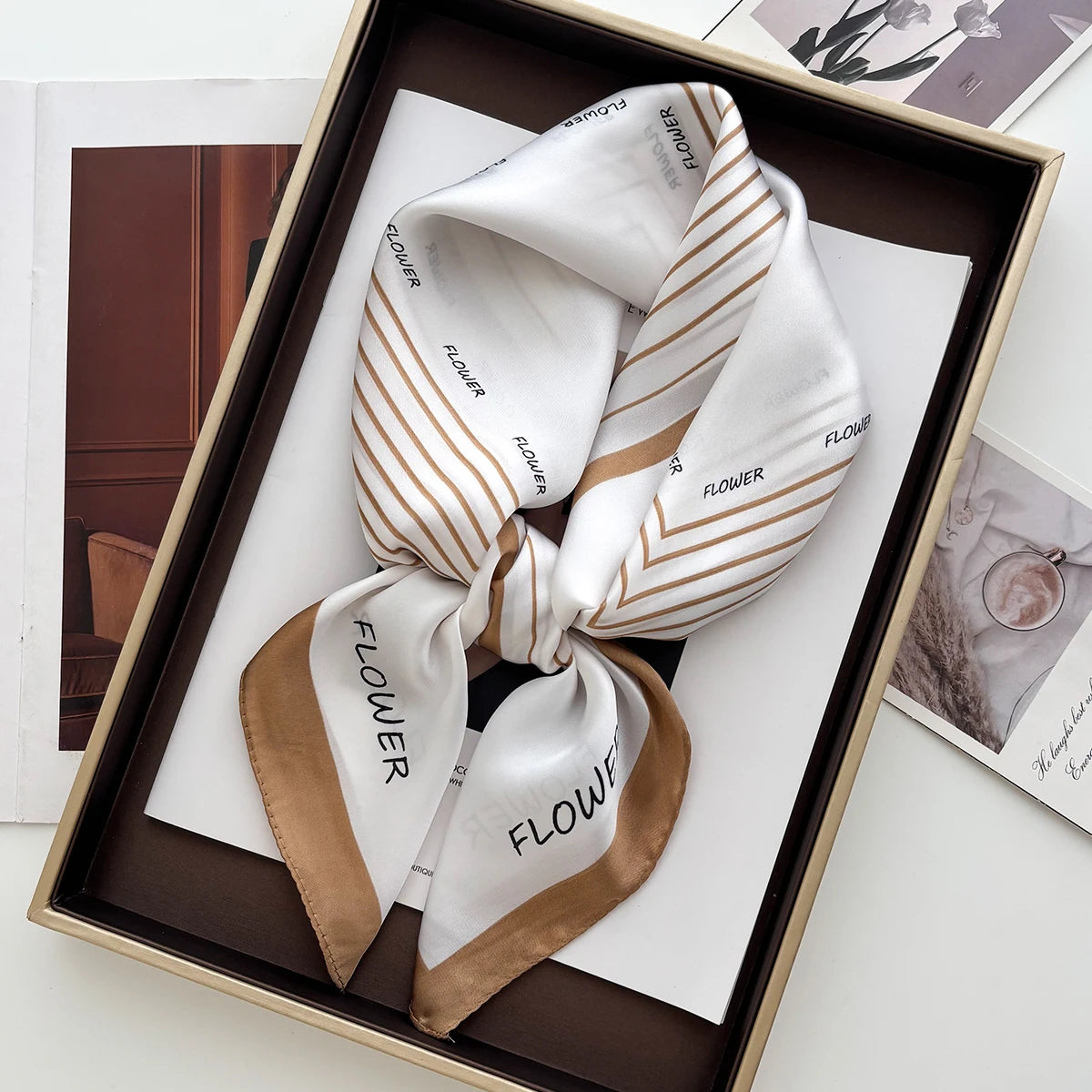 Luxury Print Scarf For Women Elegant Bag Ribbon Ladies Headband Floral Neck Scarves Neckerchief Bandanas For Beach Travel