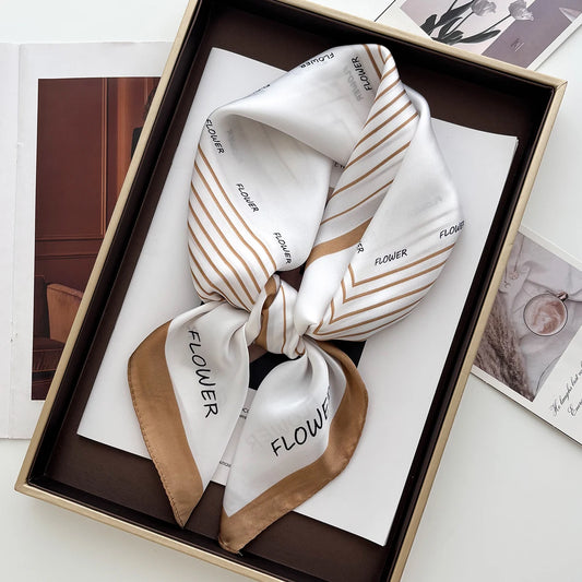 Luxury Print Scarf For Women Elegant Bag Ribbon Ladies Headband Floral Neck Scarves Neckerchief Bandanas For Beach Travel