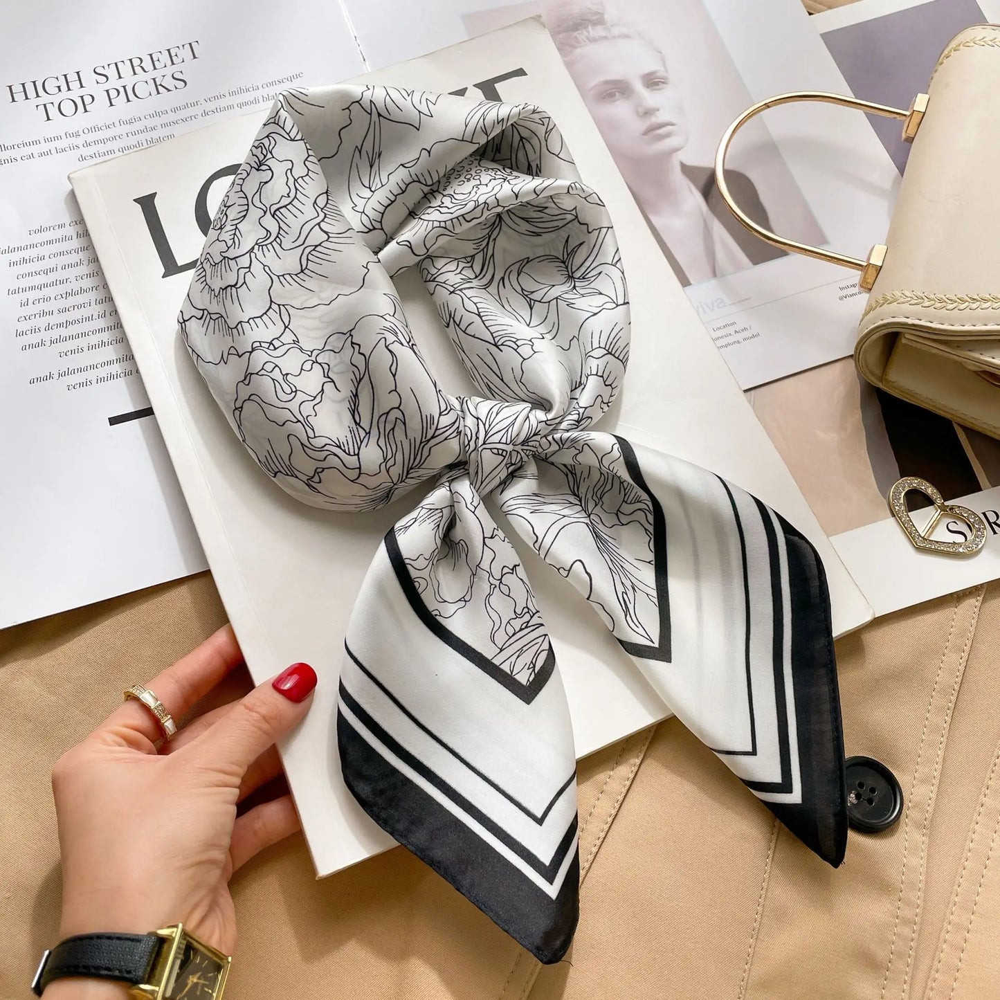 Luxury Horse  Silk Shawl Square Scarf For Women Print Hijab Summer Wraps Neckerchief Female 70*70cm Handkerchief Bandana Girl
