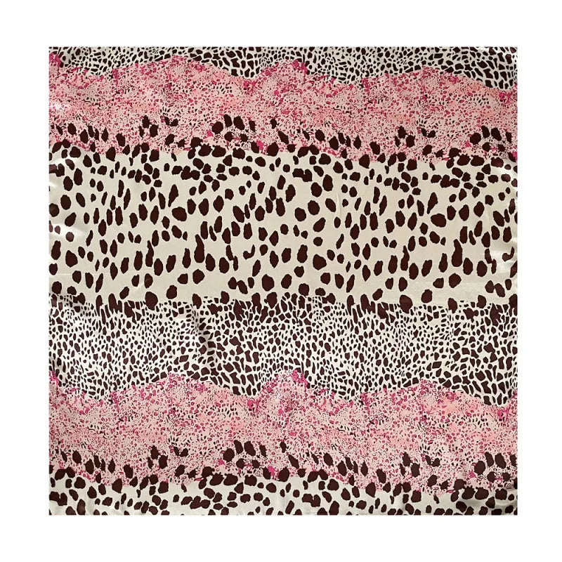 Leopard Print Square Scarf Stitching Color 90cm Satin Square Scarf Arab Trend Shawl Scarf Ladies Headscarf Hair Accessories