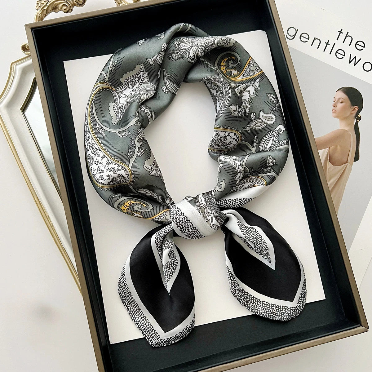 Square Scarf For Women Breathable Bandanna Luxury Headband Hair Scarf Soft Stain Neckerchief Spring/Summer Head Scarf
