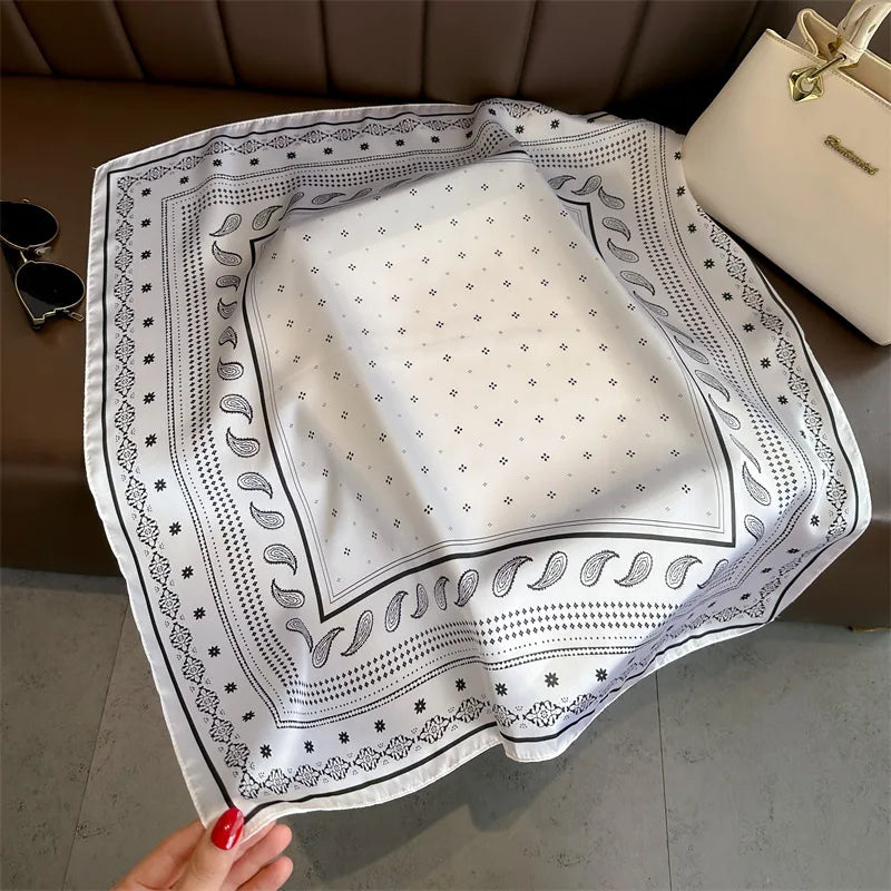 Paisley Cashew Print 70*70cm Silk Square Scarf Women Neck Tie Soft Satin Neckerchief Female Foulard Headband Hijab Decorate Hand