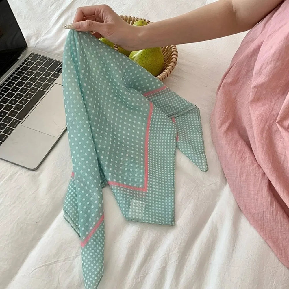 Fashion Floral Print Square Scarf Soft Handkerchief Women Hair Scarf Cotton Linen Head Scarfs Ladies Neck Scarves Summer Autumn