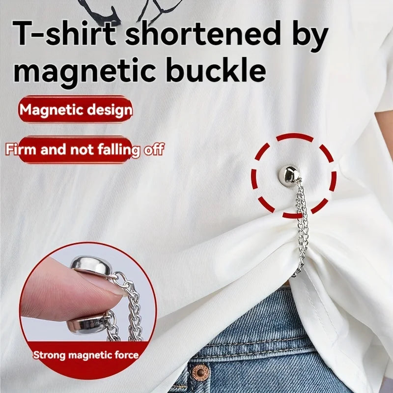 1PC Magnetic Clothing Clip with Decorative Chain, Multi-Function Scarf Shawl Cuff Fastener for Modesty & Style