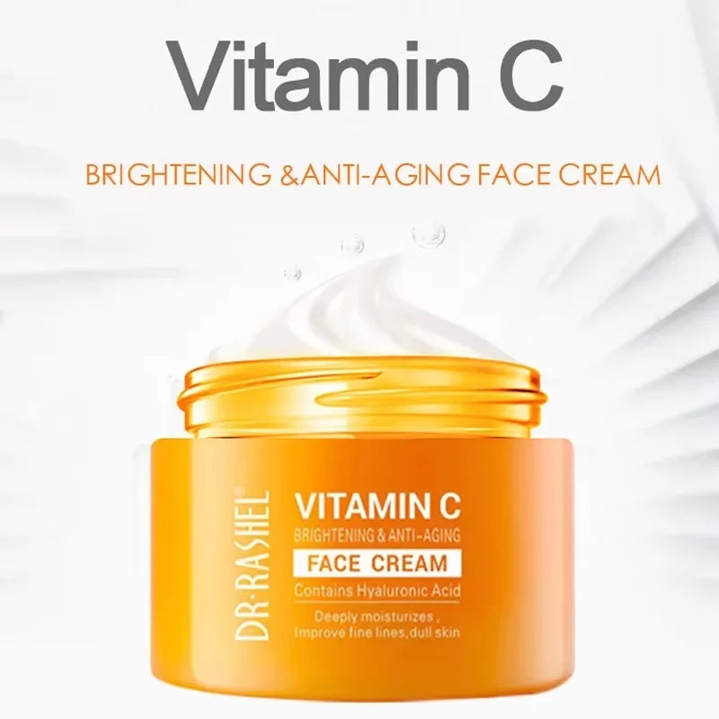 Vitamin C Face Cream Whitening Moisturizing  Improve Fine Lines Dull Skin Hyaluronic Acid Serum