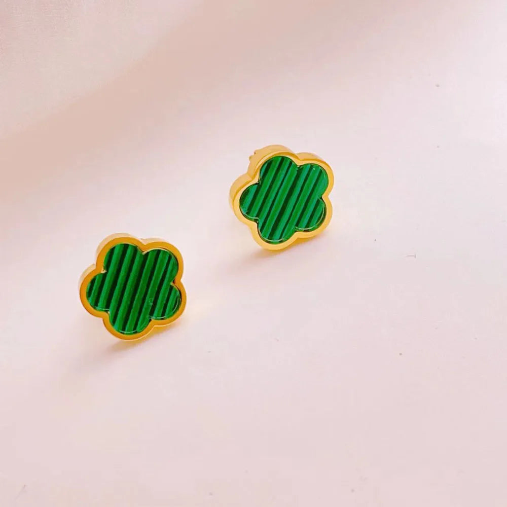 Stainless Steel 5 Clover Flower Petal Stud Earrings For Women ew Trand Statement Daily Wear Simple Design Jewelry Gift Party