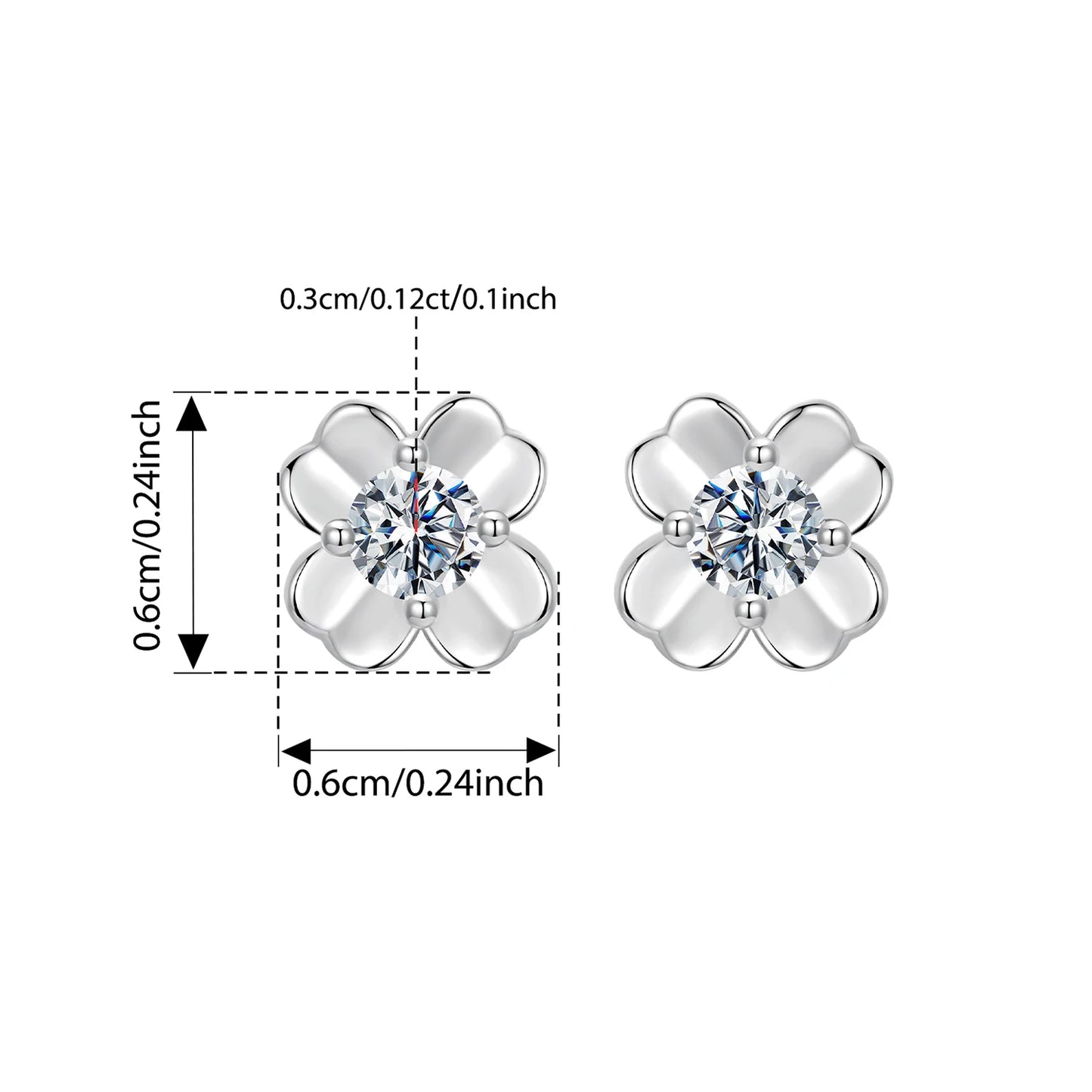 Bamoer Moissanite Jewelry Set Four Leaf Clover Ring Stud Earrings Bracelet 925 Sterling Silver for Wedding Party Jewelry Gift