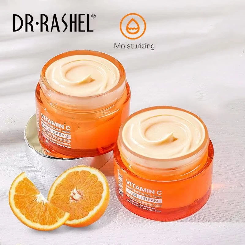 Vitamin C Face Cream Whitening Moisturizing  Improve Fine Lines Dull Skin Hyaluronic Acid Serum