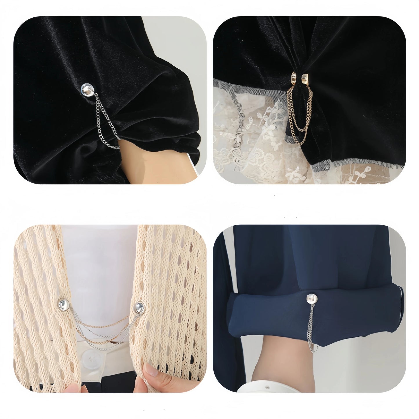1PC Magnetic Clothing Clip with Decorative Chain, Multi-Function Scarf Shawl Cuff Fastener for Modesty & Style