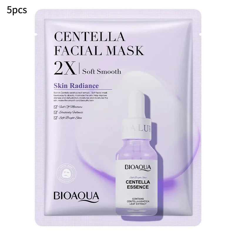 20pcs BIOAQUA Centella Collagen Face Mask VC Moisturizing Refreshing Sheet Masks Hyaluronic Acid  Facial Mask Skin Care Products